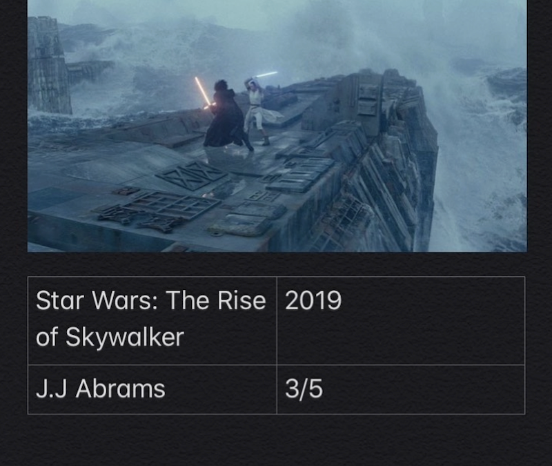 Star Wars : The Rise Of Skywalker